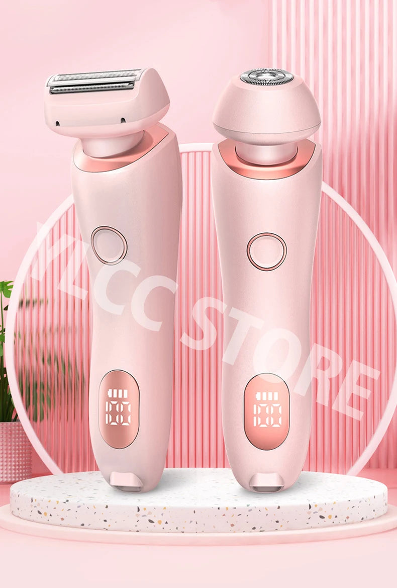 2 in 1 Bikini Trimmer Electric Shaver for Women Waterproof Facial Hair and Leg Hair Remover Body Hair Trimmer for Underarms Legs