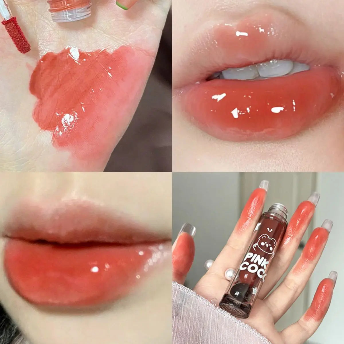 PINKCOCO Bear Dudu mirror lip glaze does not fade mirror water gloss lip gloss lipstick