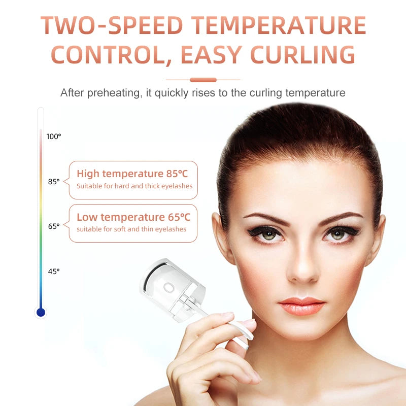 Electric Eye Lash Curlers 2 Gears Adjustable Quick Heating Natural Curling Compact Heated Eyelash Curler for Women Makeup Tool