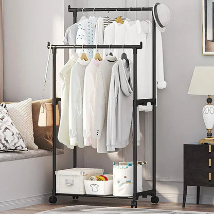 Rolling Garment Rack Metal Clothes Rack On Wheels Closet Organizers And Storage Multi-Functional Wardrobe Space Saver For