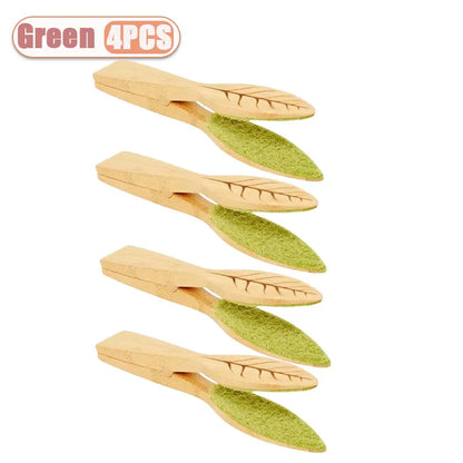 1-4PCS Leaf Cleaner Plant Leaf Dust Removal Leaf-shaped Cleaning Brush Household Plant Cleaning Tool Wooden Leaf Cleaning Tongs