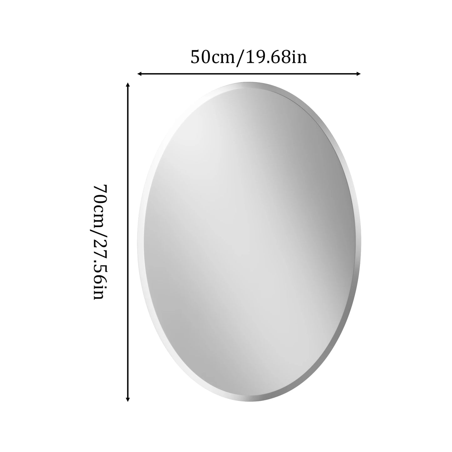 50/60 Length Oval Frameless Bathroom Mirror with Beveled Edge High Definition Vanity Mirror for Living Room Entryway