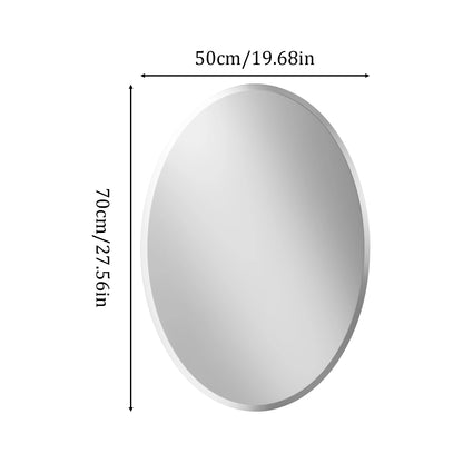 50/60 Length Oval Frameless Bathroom Mirror with Beveled Edge High Definition Vanity Mirror for Living Room Entryway