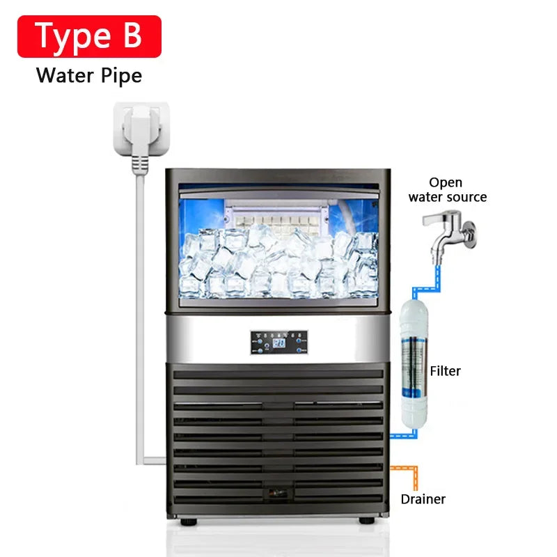 100kg Hot Ice Maker Machine for Bar Coffee Shop Milk Tea Room SK-80FA Commercial Ice Cube Making Machine 110V 220V