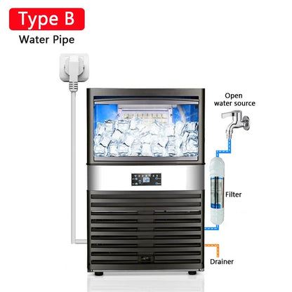 100kg Hot Ice Maker Machine for Bar Coffee Shop Milk Tea Room SK-80FA Commercial Ice Cube Making Machine 110V 220V