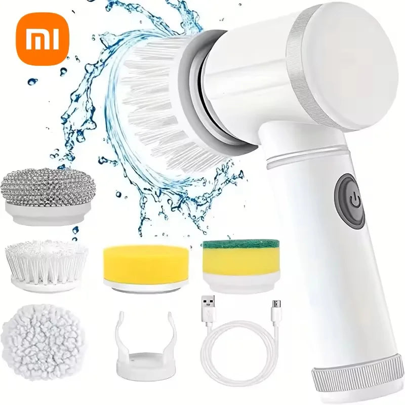 Xiaomi 5 in 1 Powerful Electric Cleaning Brush Spin Scrubber Brush Deep Cleaning with 5 Replaceable Heads For Bathroom Kitchen