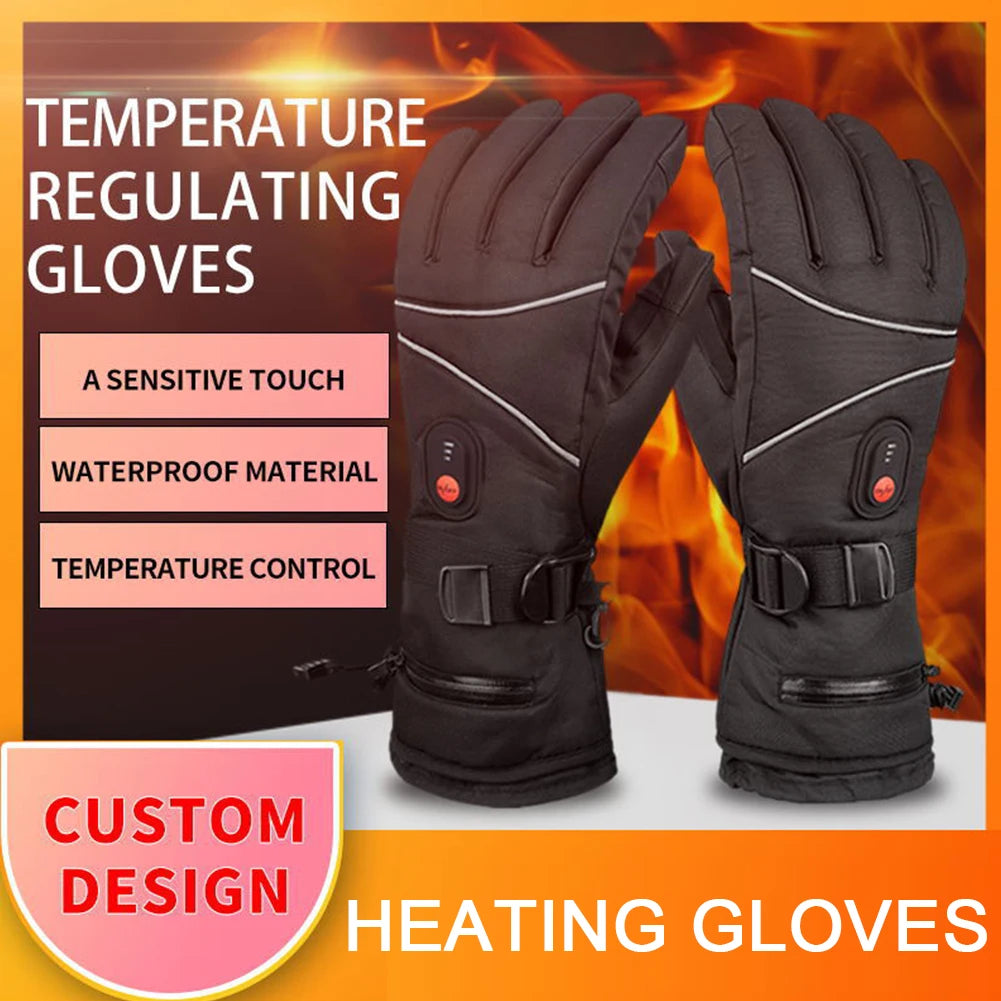 Electric Heated Gloves No Battery USB Hand Warmer Heating Gloves Winter Motorcycle Thermal Touch Screen Waterproof Bike Gloves