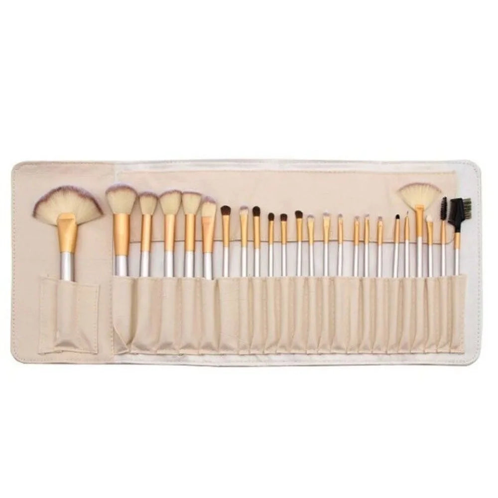 Professional Wooden Make Up Brushes Sets With Leather Storage Pouch Set of 12-24