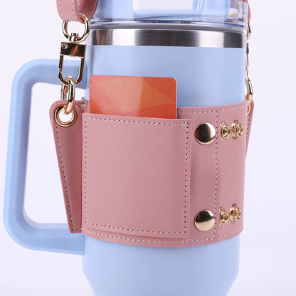 Water Bottle Holder Water Bottle Sling Bag for Stanley 30oz & 40oz Cup (Pink)