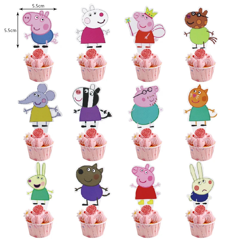 Peppa Pig Birthday Party Decoration Foil Latex Balloon For Kid Event Supplies Banner Backdrop Disposable Tableware Plate Cup