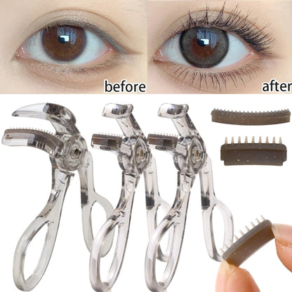 Professional Eyelash Curler Frameless One-clip Curling Comb Tooth Eyelash Curler with Refill Pad Long-lasting Shaping Lash Tools