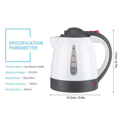 1000 ML Car Hot Kettle Car Truck Water Heater Auto Shut-Off 12/24 V Travel Electric Kettle Large Capacity Stainless Steel Kettle