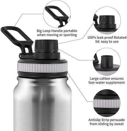 304 Stainless Steel Thermos Bottle Portable Double Wall Travel Mug Vacuum Flask Insulated Tumbler Water Bottle 600/800/1000ML