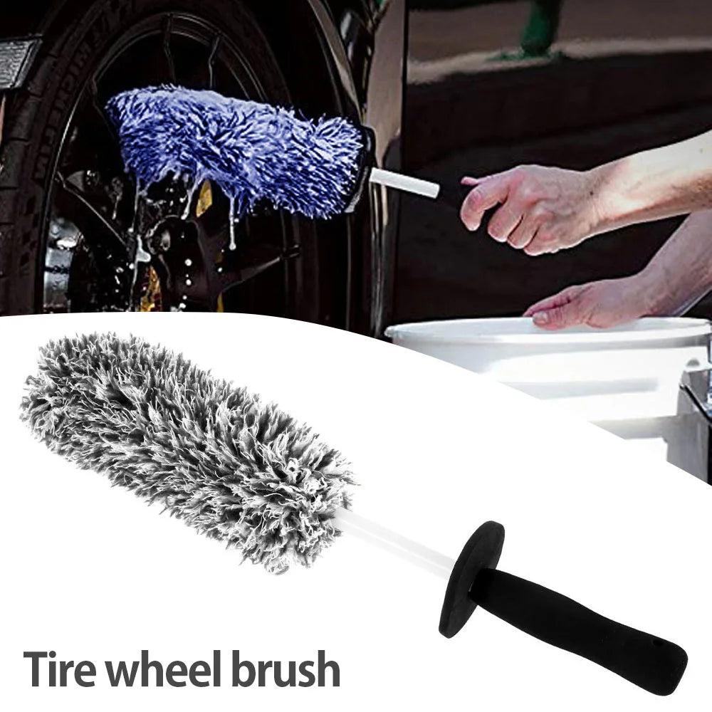 Car Wheel Tire Rim Detailing Cleaning Brush Microfiber Auto Care Washing Tool