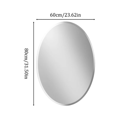 50/60 Length Oval Frameless Bathroom Mirror with Beveled Edge High Definition Vanity Mirror for Living Room Entryway