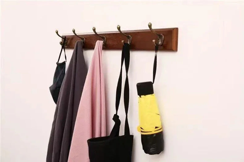 Wall Mounted Solid Wood Coat Rack with Hooks Hats Clothes Hanger Closet Organizer Perchero Furniture for Hallway Entrance Decor