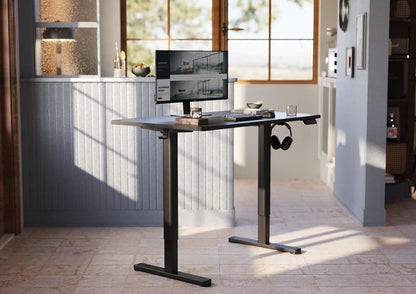 Electric Standing Desk 120x60 cm, Height Adjustable Desk with Cable Management, Computer Desk Sit/Stand with Memory Function