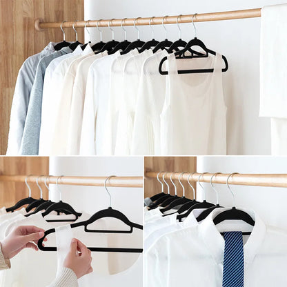 Velvet Non Slip Hangers for Coats,Heavy Duty Black Hangers for Coats,Pants,Dress Clothes,Space Saving Felt Hangers for Clothing