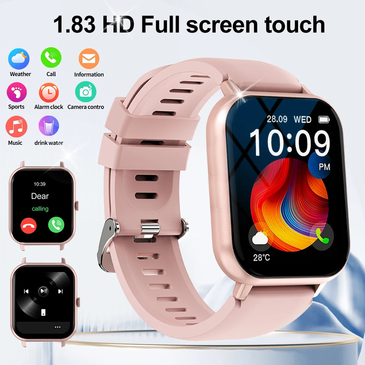 Smart watch, wireless calls/wireless music,message reminders,custom watch face wallpaper, suitable for Android and iPhone phones