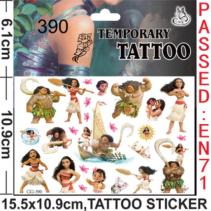 1/4/8pcs Moana Party Favor Temporary Tattoos Stickers Birthday Party Supplies Decorations Gifts for Boys Girls Classroom Rewards