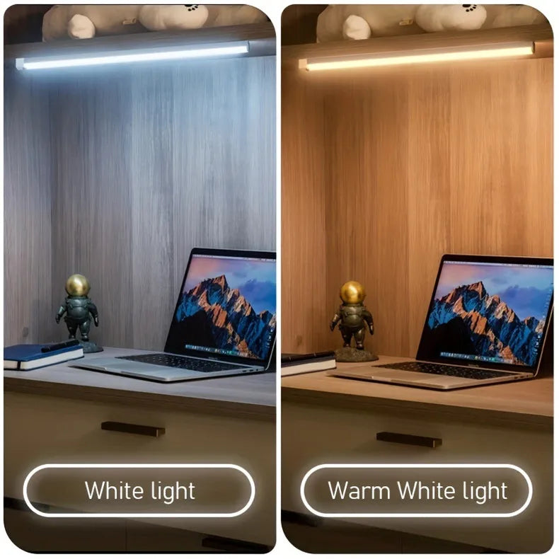 Smart led body sensor light wireless magnetic night light long rechargeable self adhesive closet cabinet light bar Motion sensor