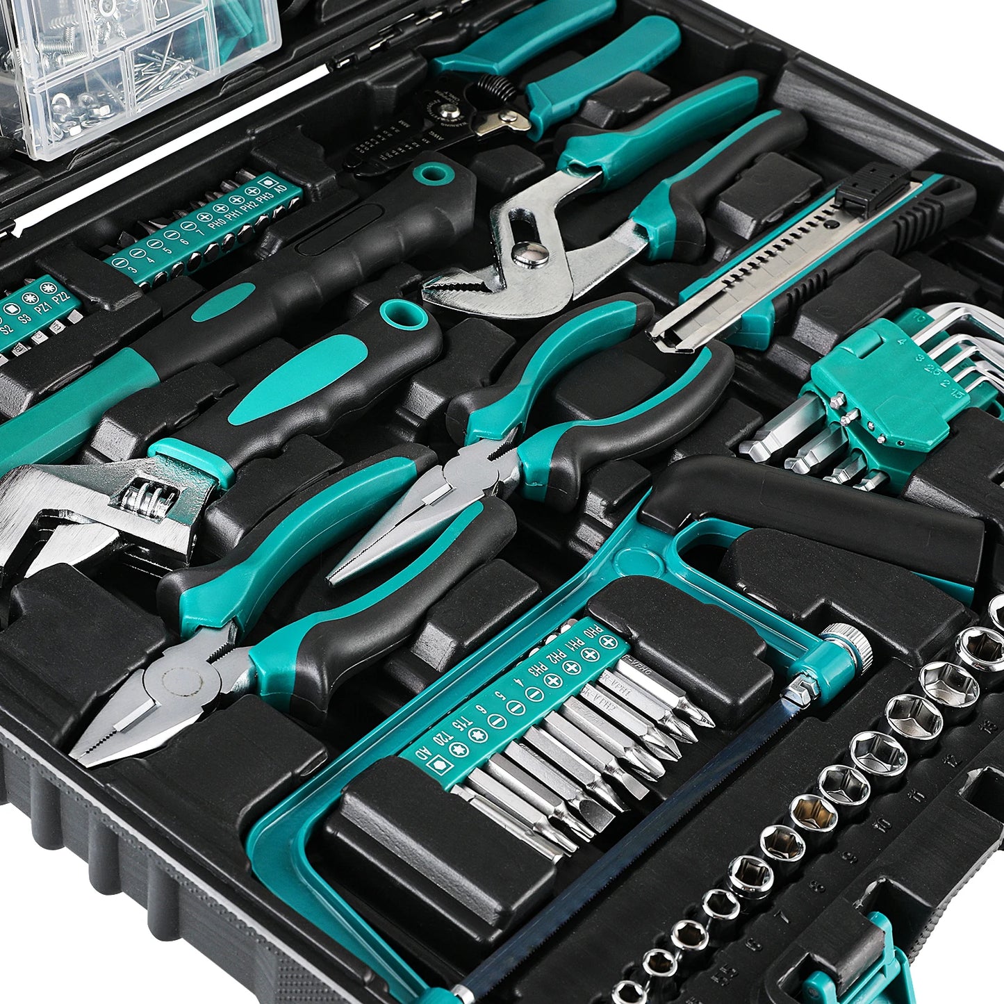 198 Piece Tool Box, Hand Tool Set, Ratchet Socket Tool Set, Screwdriver Set, Home Car Repair Tool, Universal