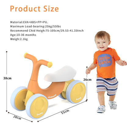 UBRAVOO Baby Sliding Walker Children‘s Balance Bike Without Pedals, Steering Limit  Prevent Rollover,10-36 months,UBR-001