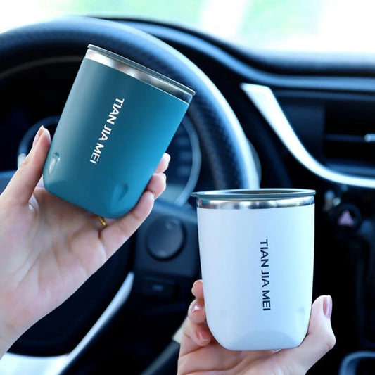 300ml Stainless Steel Coffee Mugs Thermos Cup Tea Coffee Water Cup Vacuum Insulated Travel Mug Car Mugs Household Office Mug