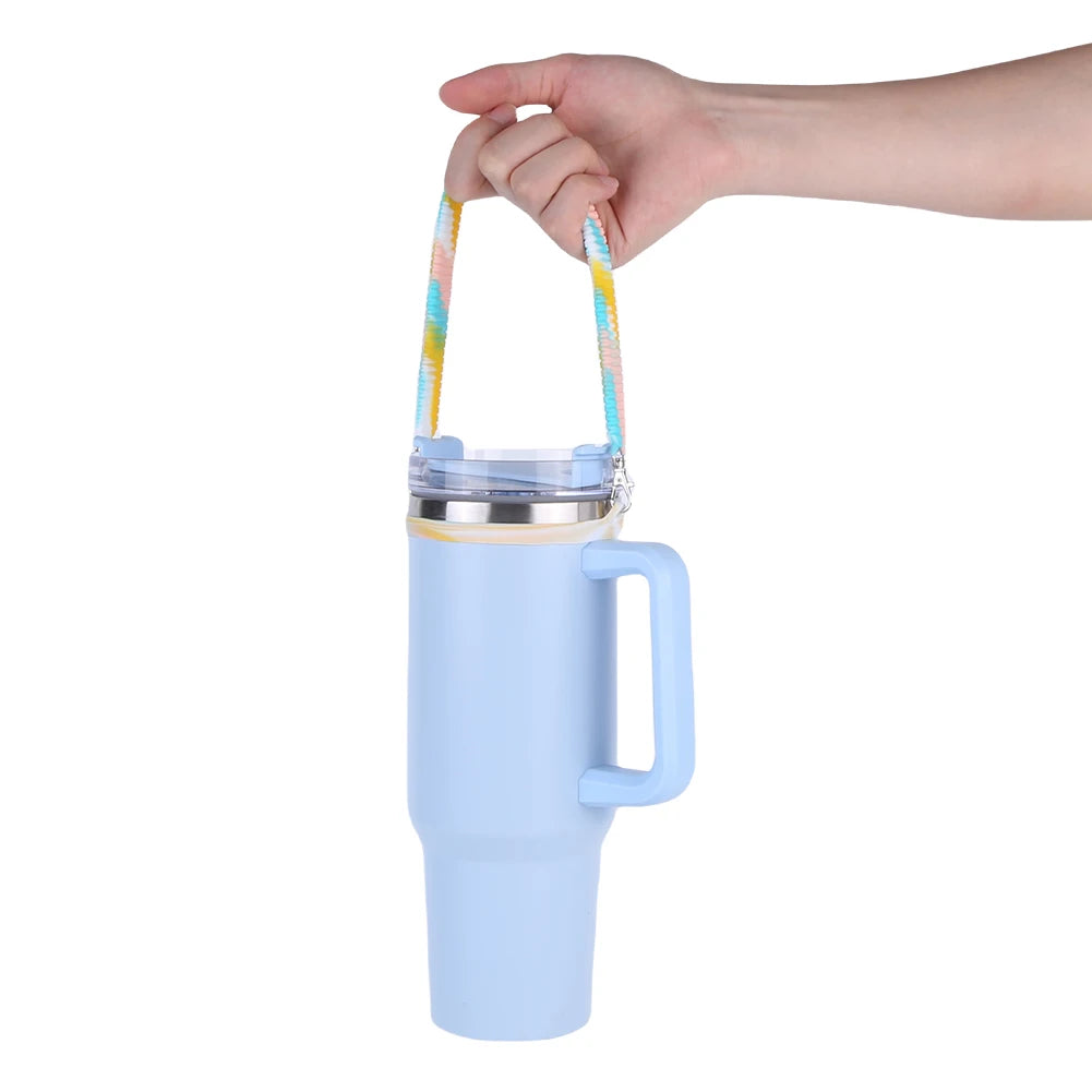 Water Bottle Handle Silicone Portable Bottle Carrying Strap Universal Drink Bottle Carrier Strap for Stanley Tumbler