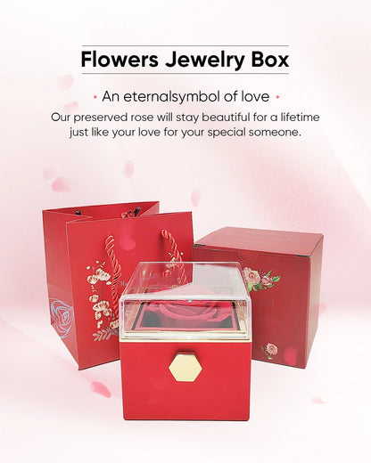 Rotating eternal rose engraved necklace valentines mother day gift box Engraved Interlocking Heart Necklace Eternal Rose Box