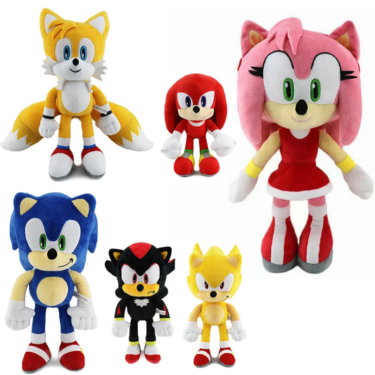 30CM High quality Sonic Plush Toy The Hedgehog Sonic Knuckles Tails Cute Cartoon Soft Stuffed Doll Birthday Gift for Children