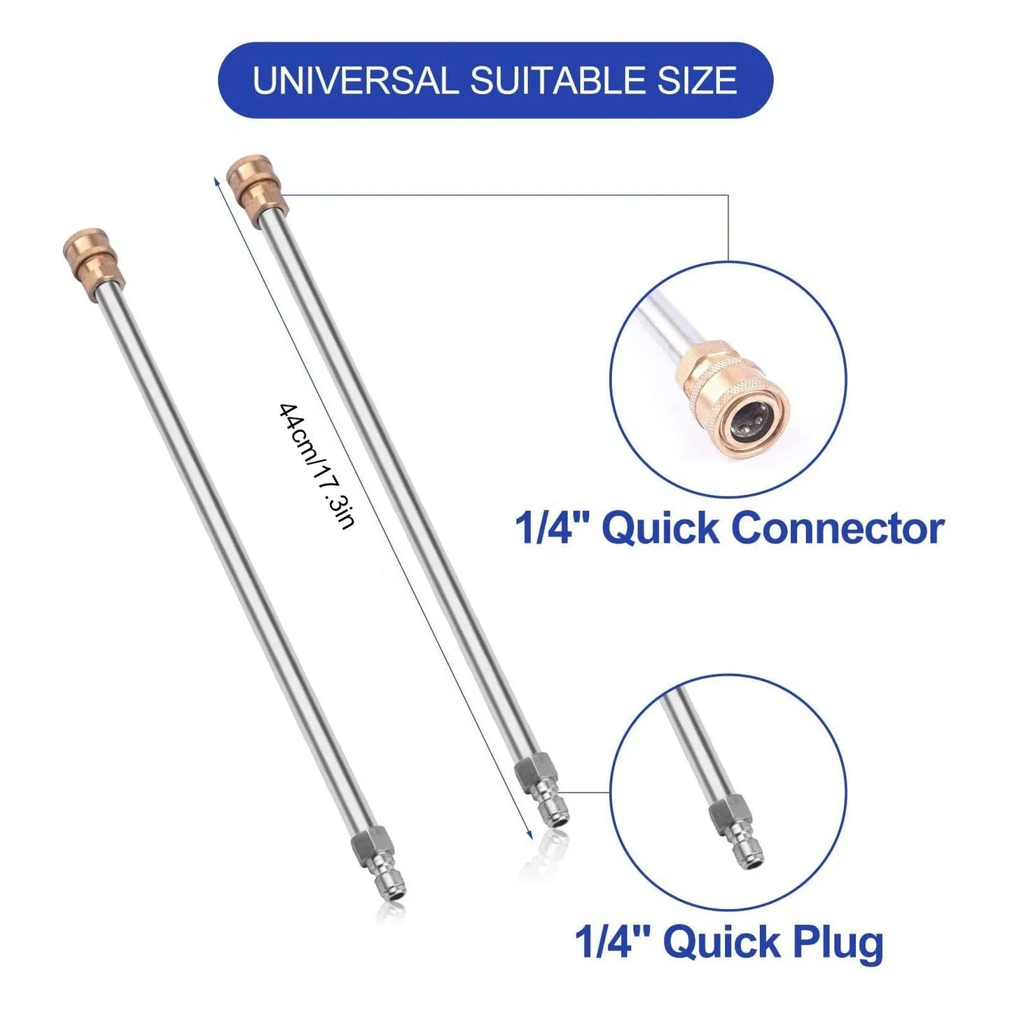 Pressure Washer Surface Cleaner 1/4in Quick Plug 4 Wheels High Efficiency Floor Power Washer with 2 Extension Wand