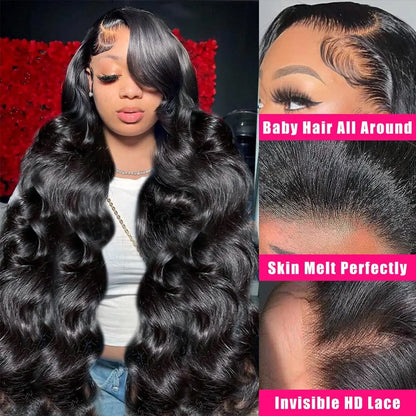 13x6 13x4 360 Full Transparent Lace Front Human Hair Wig 200% Body Wave Lace Frontal Wig Preplucked Lace Front Wigs For Women