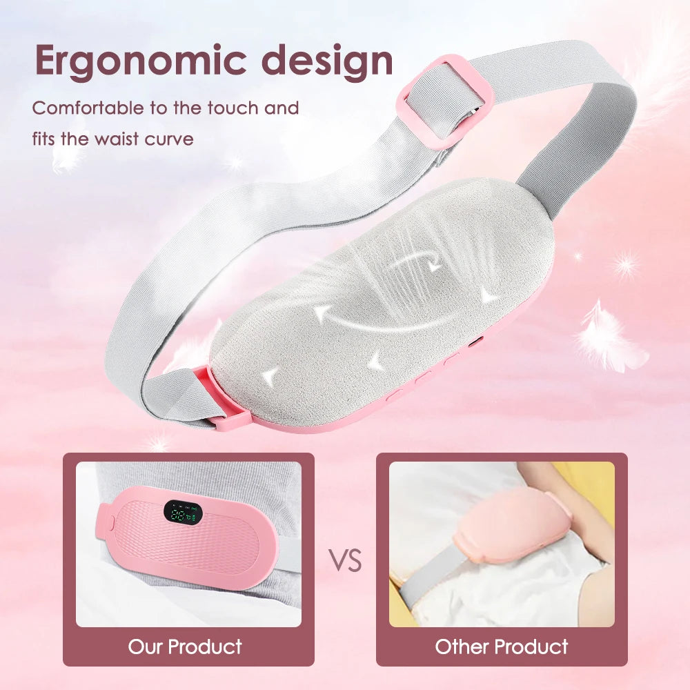 Rechargeable Electric Abdominal Massager 4 Modes Vibration Kneading Waist Massage Belt For Lumbar Belly Uterus Warm Belt