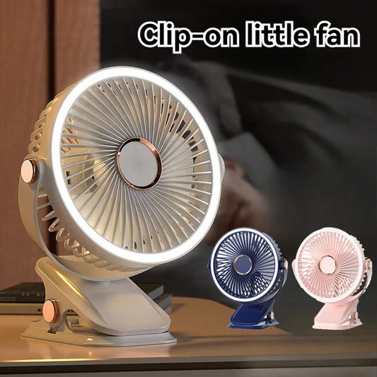 Simple clip-on small fan, student dormitory bed, night light clip fan, office desktop, USB charging clip, light electric fan