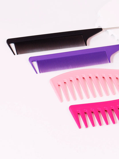 2pcs/set anti-static wide toothed comb stainless steel needle pointed tail comb hair styling tool set Special for real hair wigs