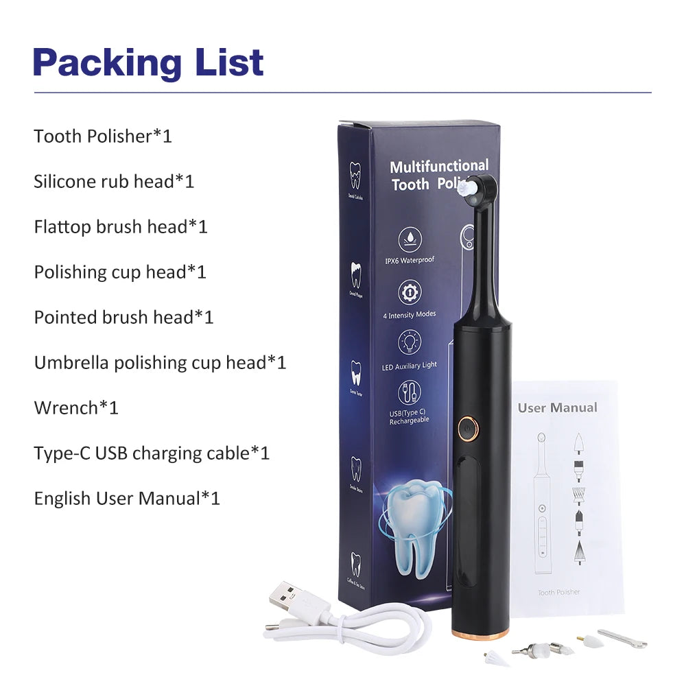 Electric Dental Cleaner Tartar Plaque Calculus Remover Oral Cleaning Machine Teeth Whitening Polisher USB Rechargeable Oral Care