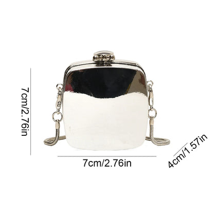 2024 Acrylic Shining Shoulder Bag Metal Oval Shaped Women Crossbody Bags Luxury Designer Handbag Novelty Clutch Purse with Chain