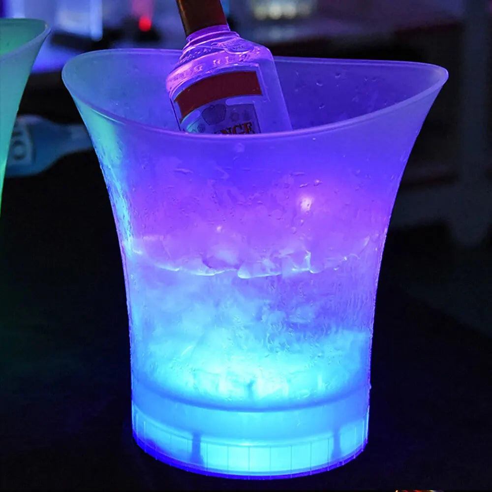 5L 6 Color LED Ice Bucket Waterproof Plastic Light Up Champagne Beer Buckets For Bars Nightclubs Night Party