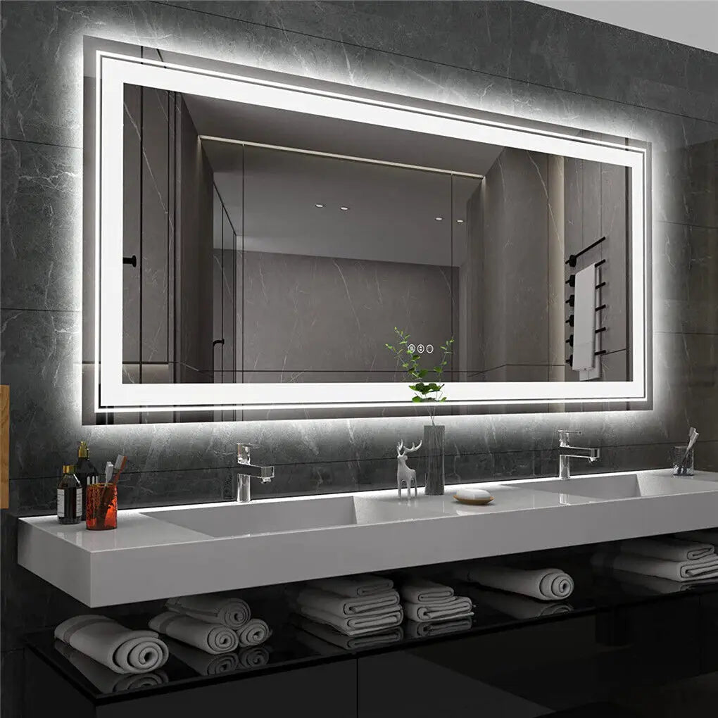 LUVODI Large Illuminate Full Length Dressing Mirror Bathroom Double Sink Mirror Salon Mirror with 3 Color Lights