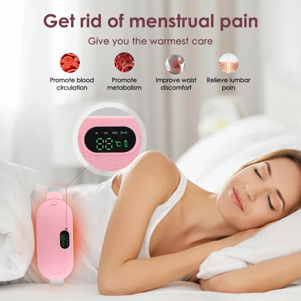 Rechargeable Electric Abdominal Massager 4 Modes Vibration Kneading Waist Massage Belt For Lumbar Belly Uterus Warm Belt