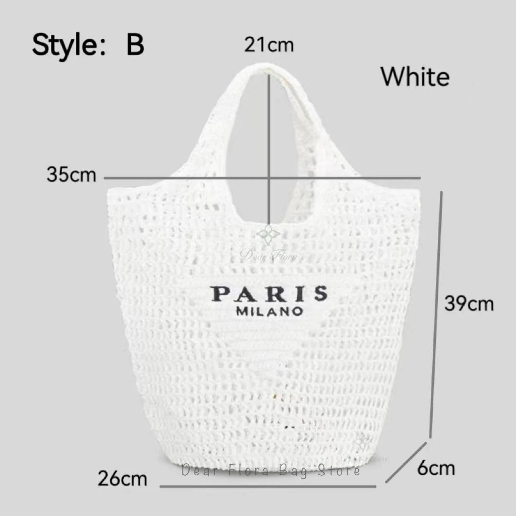 Women's Fashion Large Capacity Handmade Straw Knitting Tote Bag Summer Travel Beach Shoulder Bags Casual Simple Portable Handbag