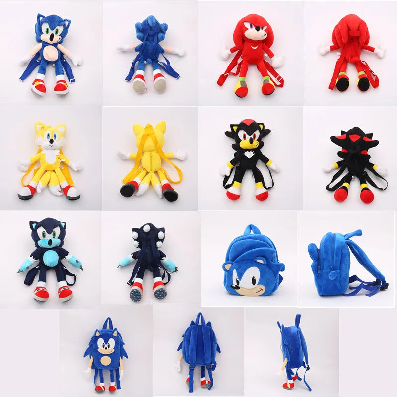 Sonic The Hedgehog Cute Plushes Backpacks Cartoon Fashion 3D Mini Women's Backpack Large Capacity Children's Kawaii Schoolbag