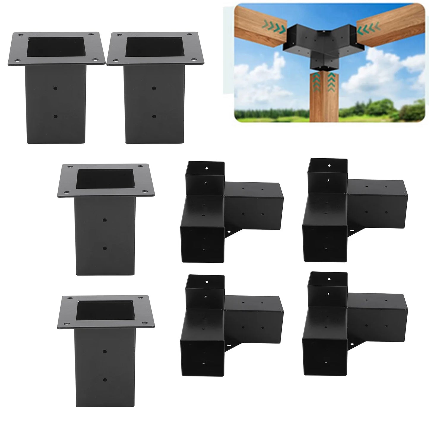 Corner Extension Bracket Pergola Post Bracket Pergola Bracket Steel DIY Elevated Wood Stand Hardware Kit for Outdoor Woodworking