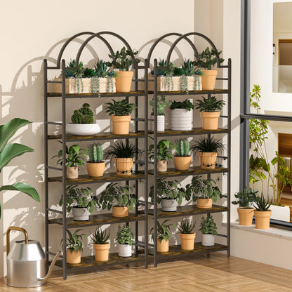 5 Tier Arched Metal Plant Stand Ladder Bookshelf Kitchen Storage Shelving Garden Flower Pot Display Rack for Garden, Balcony