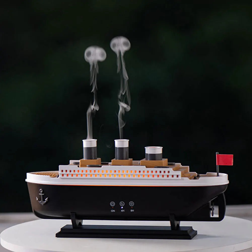 250ml Titanic Ship Model Decoration Air Humidifier Essential Oil Diffuser Jellyfish Smoke Ring Spray Aroma Diffuser For Home Off