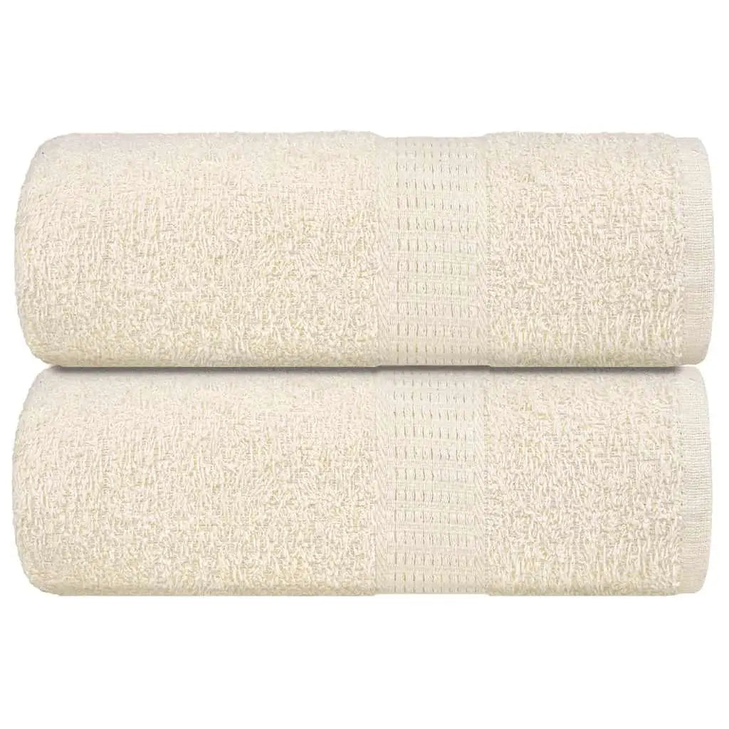 Set of 2 Cream Guest Towels 30x50 cm, 360 GSM, 100% Pure Cotton - Soft & Absorbent