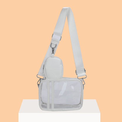 Transparent PVC Ladies Handbags Stadium Approved Small Clear Phone Bag Fashion Casual Waterproof Adjustable Strap with Small Bag