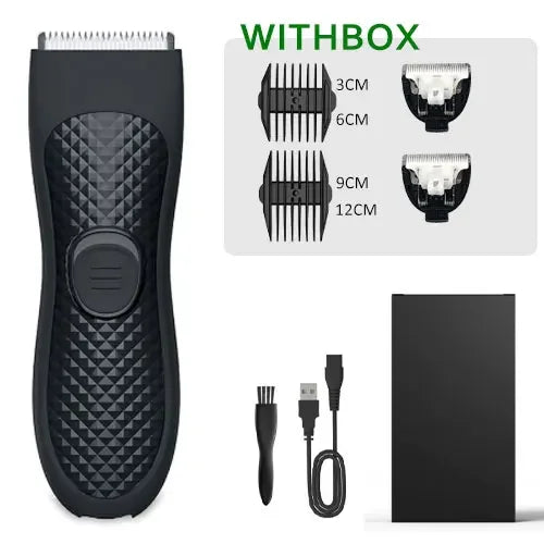 Body Hair Trimmer for Men Electric Groin Hair Trimmer Rechargeable Balls Groomer Replaceable Ceramic Blade Head Waterproof