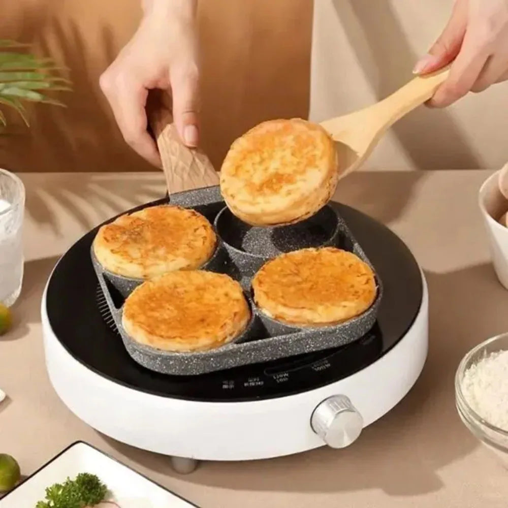 1 PCS Maifan Stone Four-Hole Omelette Pan Bottom Nonstick Egg Pan Mini Frying Pan Breakfast Pan Kitchen Artifact Frying Meat Pot